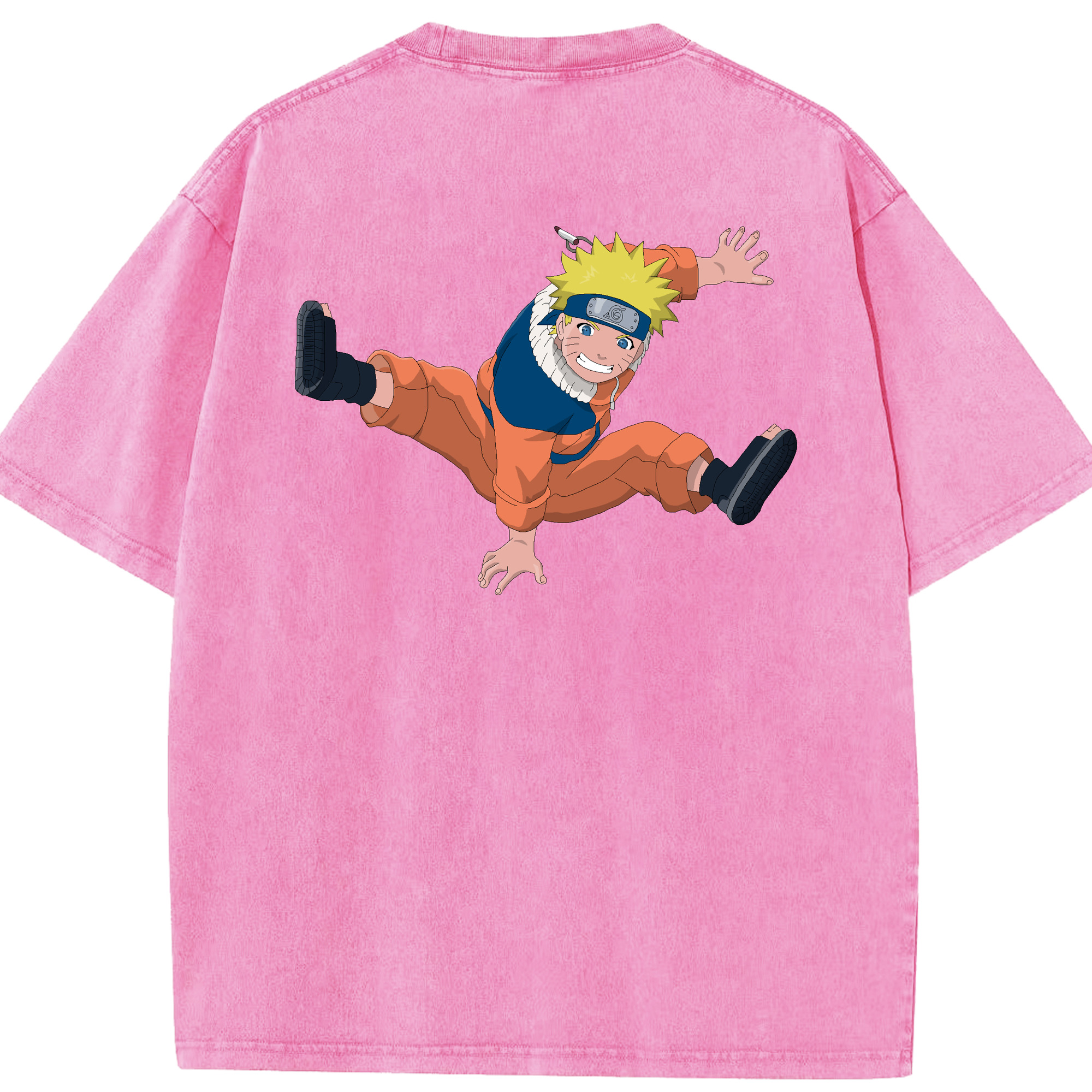 （画像用） NARUTO -ナルト- うずまき ナルト Uzumaki Naruto 綿100% ヴィンテージ風 半袖Tシャツ（背面プリント）